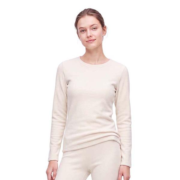 Womens LANDS'' END Long Sleeve Solid Fleece Crew Neck Top - image 