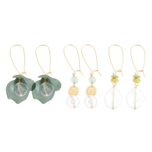 Ashley Cooper(tm) Gold-Tone & Mint Ear Wire Trio Earrings - image 