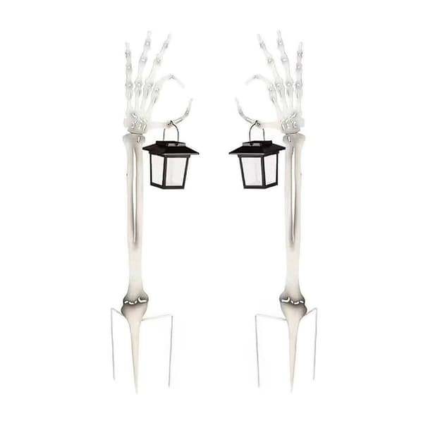 Evergreen 2pc. Skeleton Hand Garden Stake w/ Solar Lantern