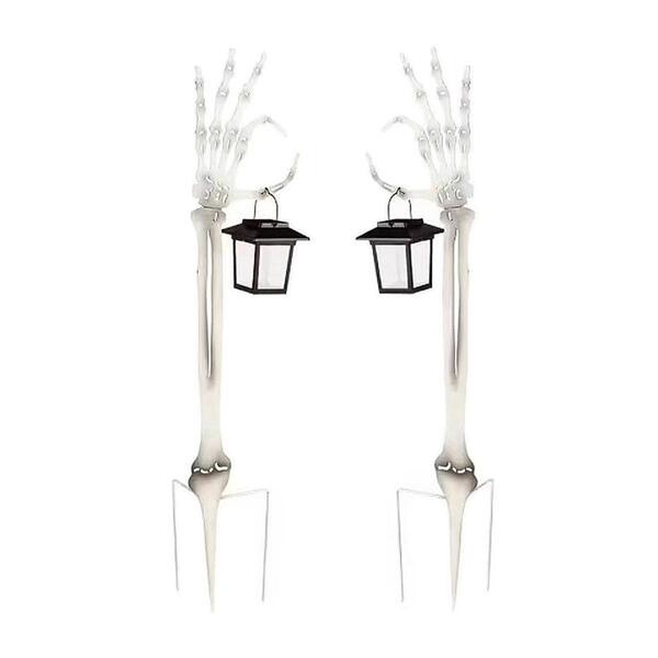 Evergreen 2pc. Skeleton Hand Garden Stake w/ Solar Lantern - image 
