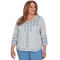 Plus Size Alfred Dunner Provence 3/4 Sleeve Embroidered Blouse - image 1