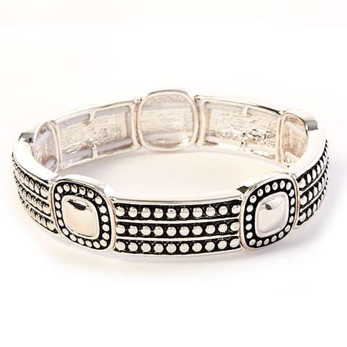 Napier Silver-Tone Textured Stretch Bracelet - image 