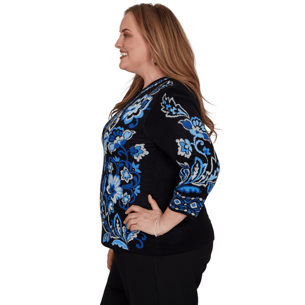Plus Size Alfred Dunner Dinner Theater Keyhole Jacquard Sweater