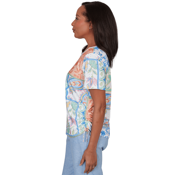 Womens Alfred Dunner Caribbean Blues Patchwork Paisley Blouse