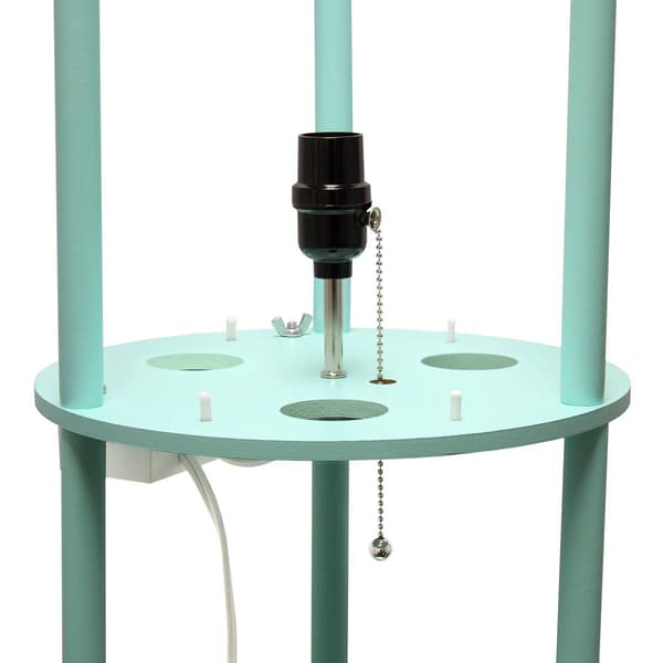 Simple Designs Round Modern Shelf USB Port Organizer Floor Lamp