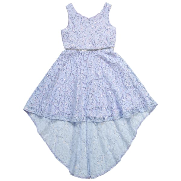 Girls (7-16) Rare Editions Glitter Lace Bodice Sleeveless Hi Low - image 