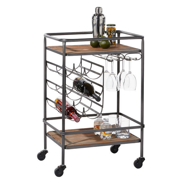 9th & Pike&#40;R&#41; Chinese Fir And Metal Industrial Bar Cart - image 