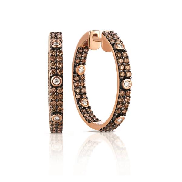 Le Vian&#40;R&#41; 14kt. Strawberry Gold&#40;R&#41; & Diamond Hoop Earrings - image 