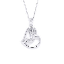 Accents by Gianni Argento Diamond Plated Rose in Heart Pendant