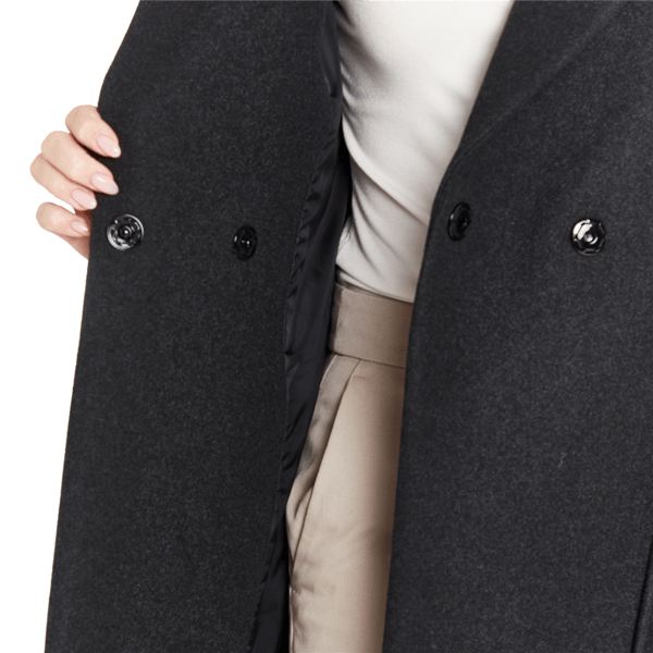 Womens Nine West Solid Faux Wool Coat With Belt