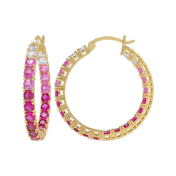 Gianni Argento Round Lab Grown Ruby Ombre Hoop Earrings - image 