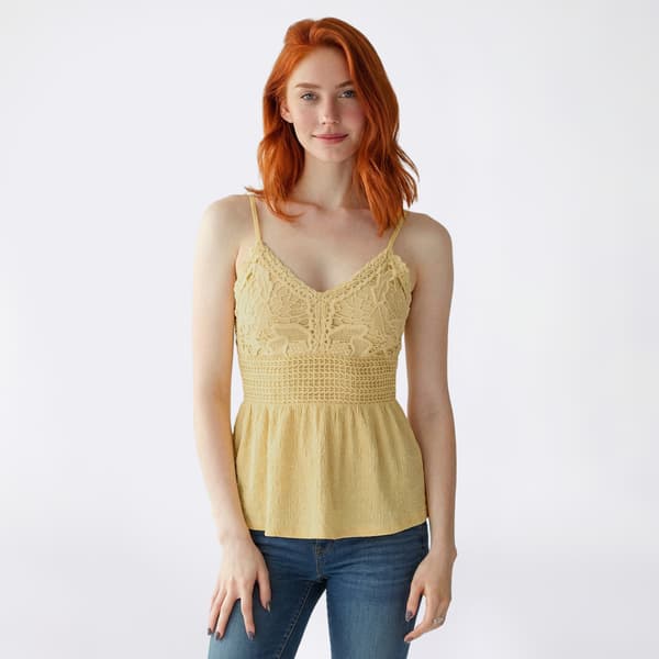 Juniors Derek Heart Daisy Lace Bodice Tank Top with Bra Cups - image 