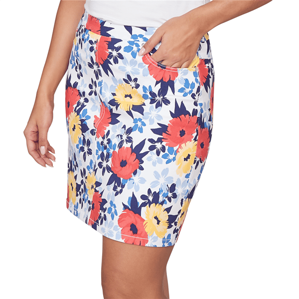 Womens Hearts of Palm Smooth Sailing Floral Pull On Skort