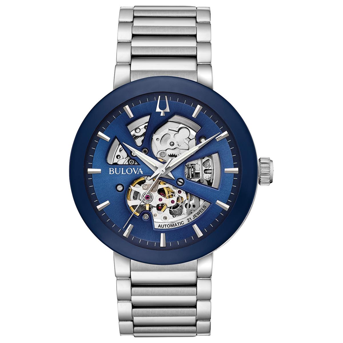 Mens Bulova Futuro Automatic Blue Skelton Dial Watch -...