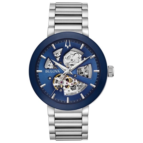 Mens Bulova Futuro Automatic Blue Skelton Dial Watch - 96A204 - image 