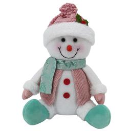 Pastel Plush Snowman Sitter Decor