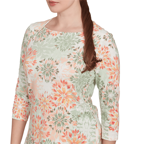 Womens Ruby Rd. Tropical Oasis Watercolor Medallion Tee