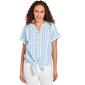 Womens  Ruby Rd. Bali Blue Woven Embroidered Stripe Top - image 1