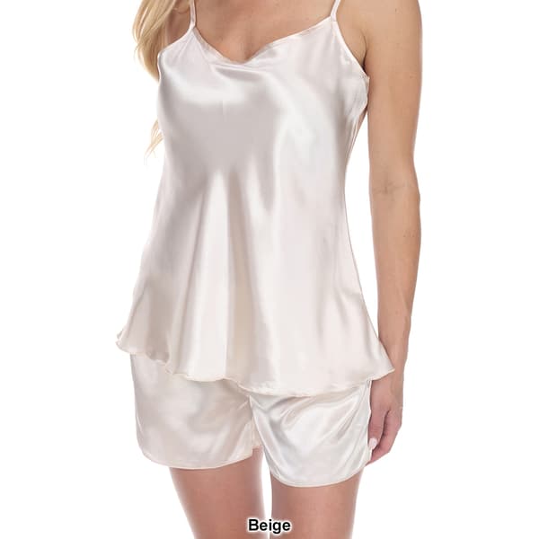 Womens White Mark Satin Cami And Shorts Pajama Set