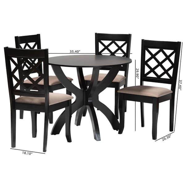 Baxton Studio Savina Modern Dark Brown Wood 5pc. Dining Set