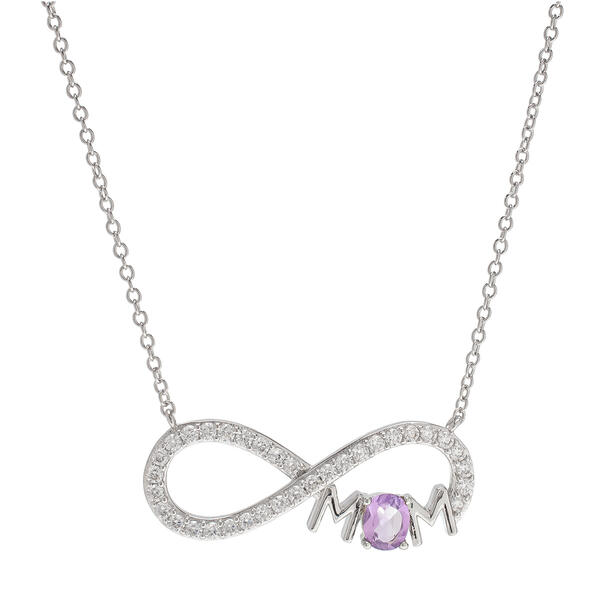 Amethyst & Cubic Zirconia Infinity Mom Necklace - image 
