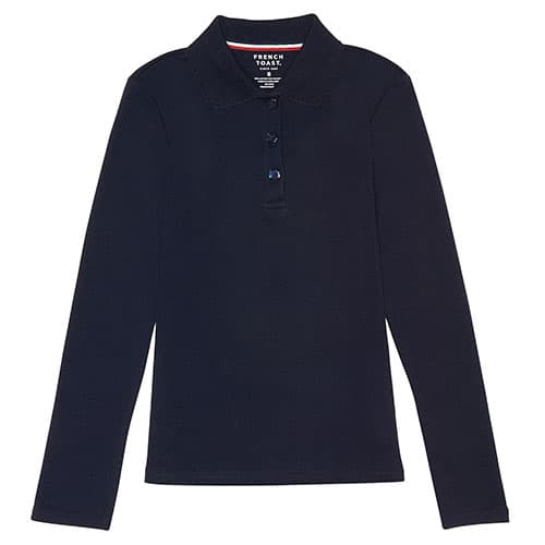 Girls (7-16) Long Sleeve Interlock Polo - image 