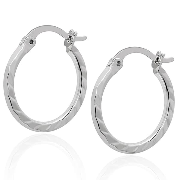 Gianni Argento 18mm Diamond-Cut Hoop Earrings - image 