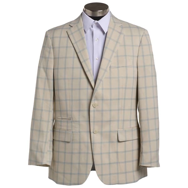 Mens Steve Harvey Plaid Suit Jacket - Cream
