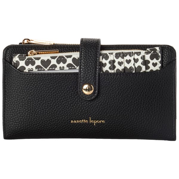 Womens Nanette Lepore Lilli Bi-Fold Wallet - Black Heart - image 