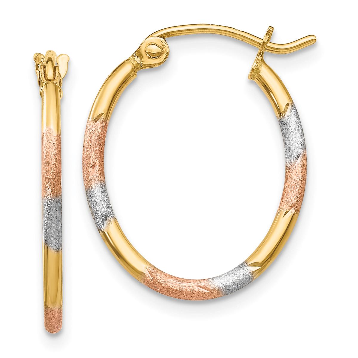 Gold Classics™ White & Rose Diamond Hoop Earrings