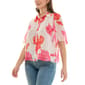 Womens Zac & Rachel Short Wide Sleeve Floral Chiffon Blouse - image 3
