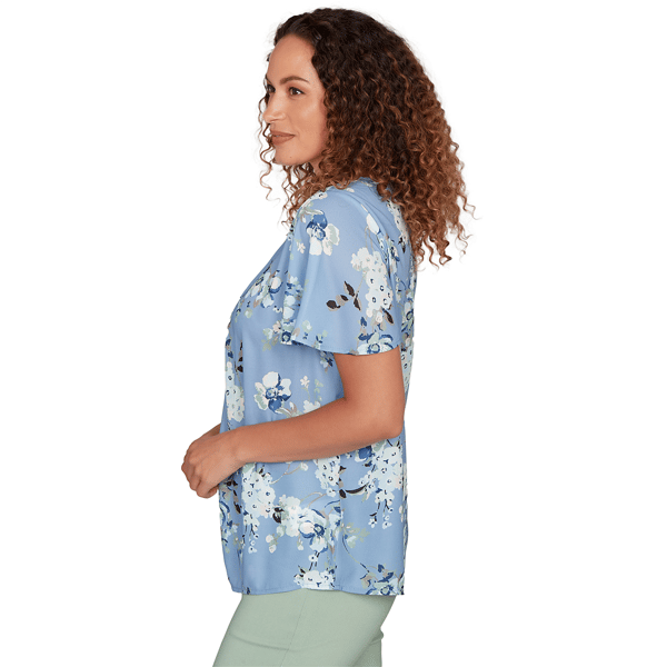 Womens Emaline Seabreeze Essence Keyhole Neck Floral Blouse