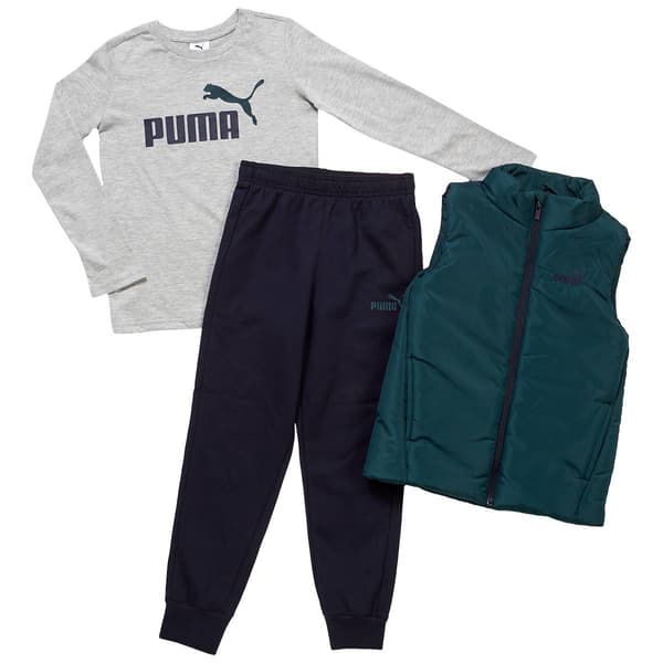 Boys (4-7) Puma(R) 3pc. Woven Vest Set - Green - image 