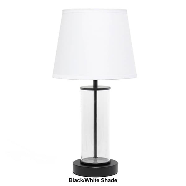 Simple Designs Encased Metal & Clear Glass Table Lamp