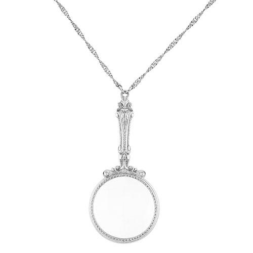 Signature 1928 Silver Magnifying Pendant Necklace