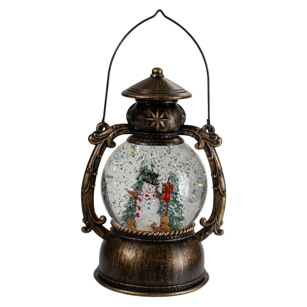 Northlight Seasonal 8in. Brushed Gold LED Snow Globe Lantern