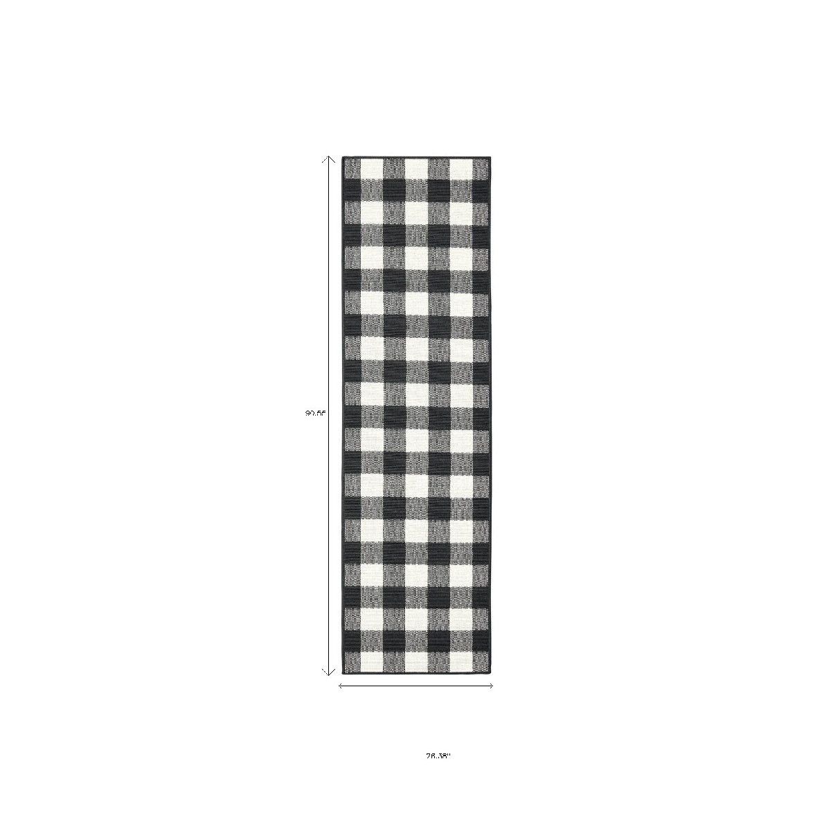 HomeRoots Black & Ivory Indoor Outdoor Runner Rug
