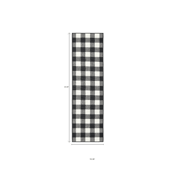HomeRoots Black & Ivory Indoor Outdoor Runner Rug