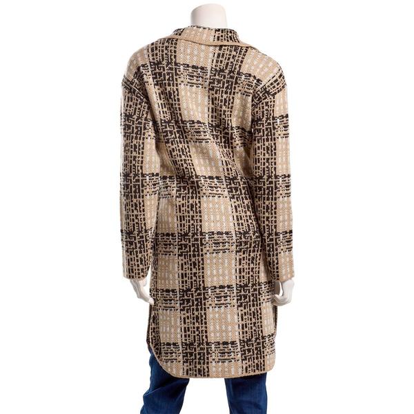 Womens By Design Long Sleeve Chest Pocket Plaid Cardigan