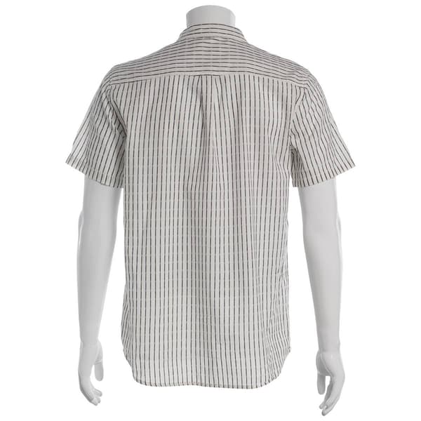 Mens Natural Blue by Visitor Mini Stripe Button Down Shirt -White