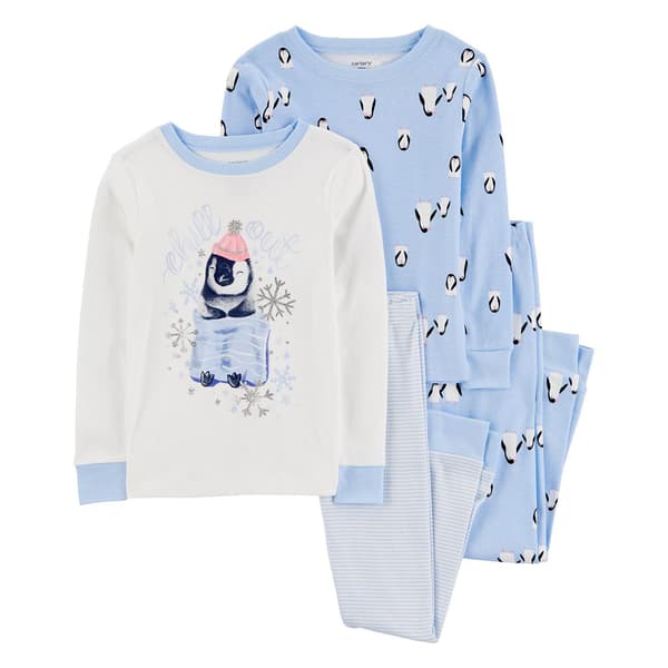 Girls Carter''s&#40;R&#41; 4pc. Glitter Penguin Snug Fit Cotton Pajama Set - image 