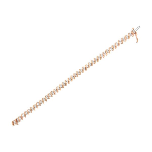 Haus of Brilliance Rose Gold over Silver S Link Tennis Bracelet
