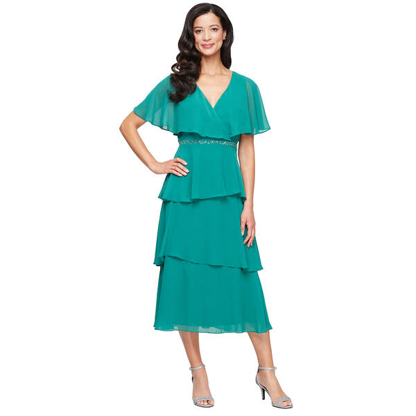 Plus Size SLNY Tier Beaded Trim Midi Dress - image 