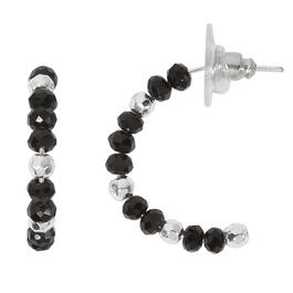 Design Collection Black Faceted Beaded Hoop Earrings