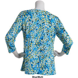 Womens Emaline Key Items Printed 3/4 Sleeve Top w/Cut-Out Detail