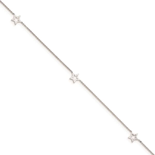 Gold Classics&#40;tm&#41; 14kt. White Gold Adjustable Star 9in Anklet - image 