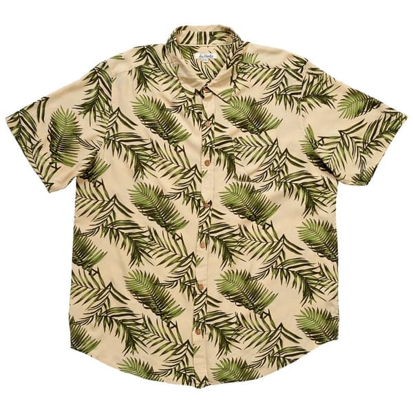 Mens Big & Tall Joe Marlin Tropical Leaf Button Down Shirt-Ivory - image 