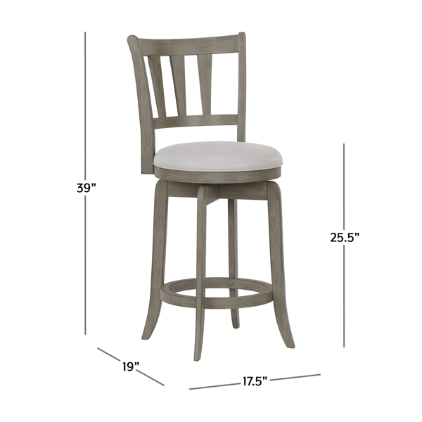 HH2 Home Presque Isle Grey Wood Counter Height Swivel Stool