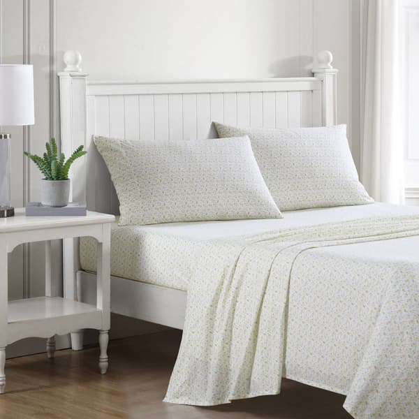 Laura Ashley Evie 100% Cotton Yellow Floral Sheet Set - image 