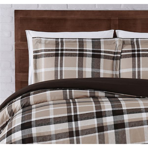 Truly Soft Paulette Plaid Taupe 3pc. Comforter Set
